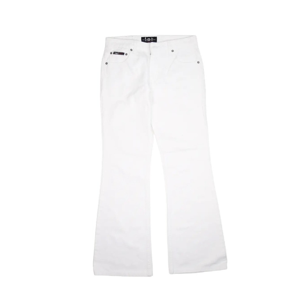 LEI Jeans Womens 12 32x30 White Denim Boot Cut Slim Fit y2k Mid Rise 100% Cotton